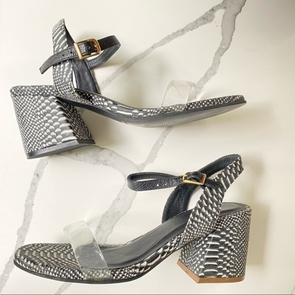 Kaanas Naples Snake Heels Bunin Strap Black/White - Picture 4 of 8